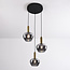 Modern Ismay pendant lamp with smoked glass, 3-light - Gold