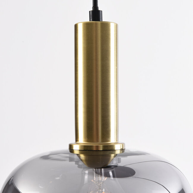 Modern Ismay pendant lamp with smoked glass, 3-light - Gold
