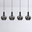 4-light pendant light Ilvy - apple-shaped smoked glass, black elongated
