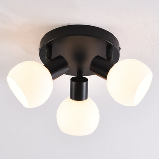 Rotatable ceiling lamp with opal white glass, 3-light - Peri