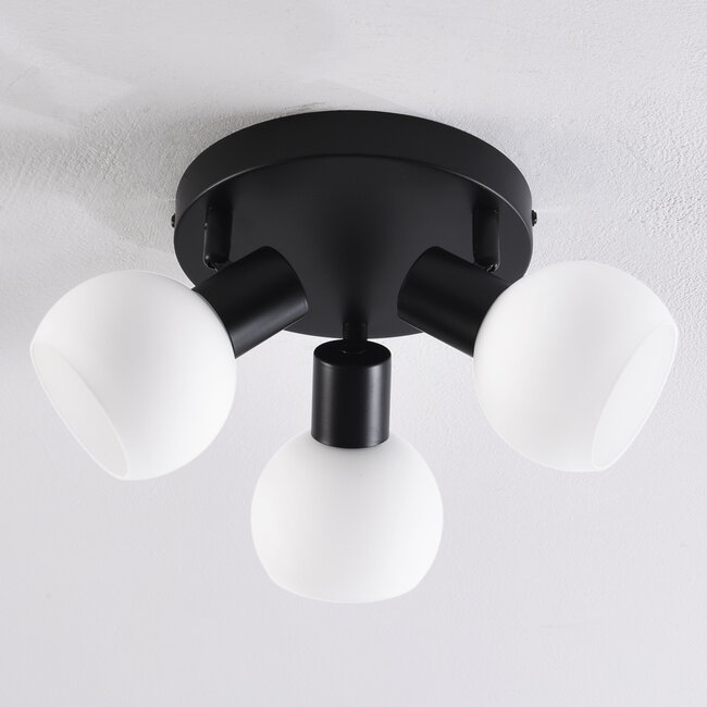 Rotatable ceiling lamp with opal white glass, 3-light - Peri