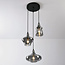 Black pendant lamp with smoked glass, 3-light - Trinidad