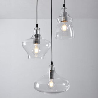 3-light pendant light Trinidad - clear glass