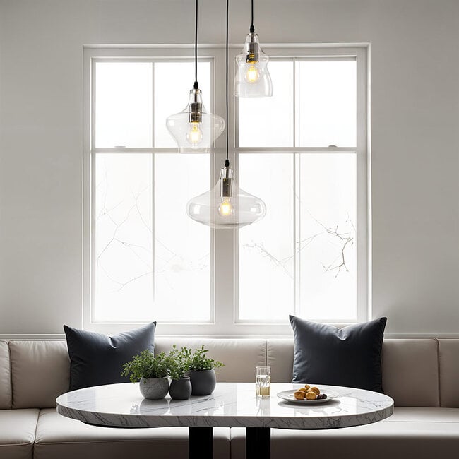 3-light pendant light Trinidad - clear glass