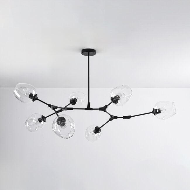 7-light pendant light Philip - clear glass and black