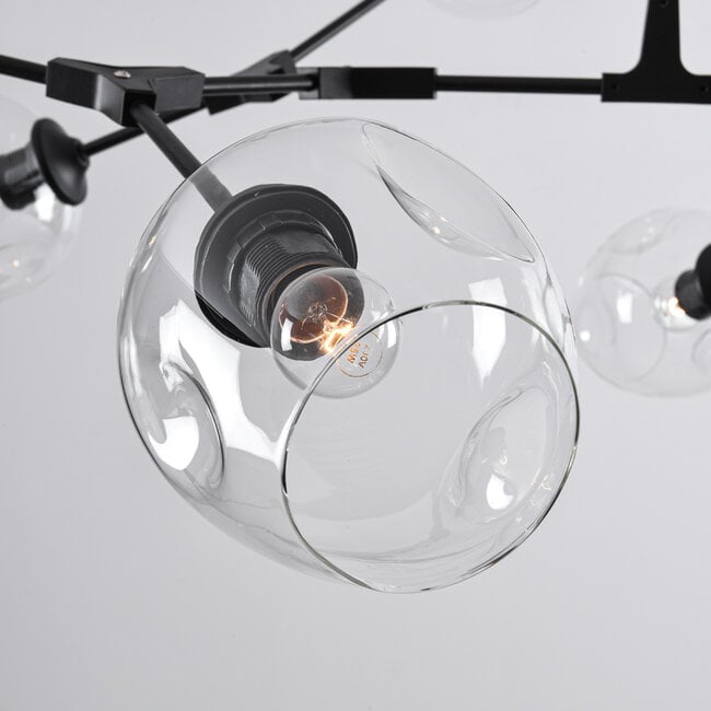 7-light pendant light Philip - clear glass and black