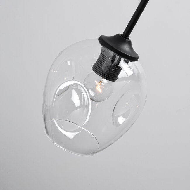 7-light pendant light Philip - clear glass and black