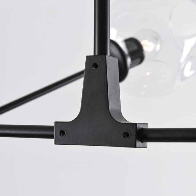 7-light pendant light Philip - clear glass and black