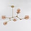 5-light pendant light Thelma - amber glass and gold