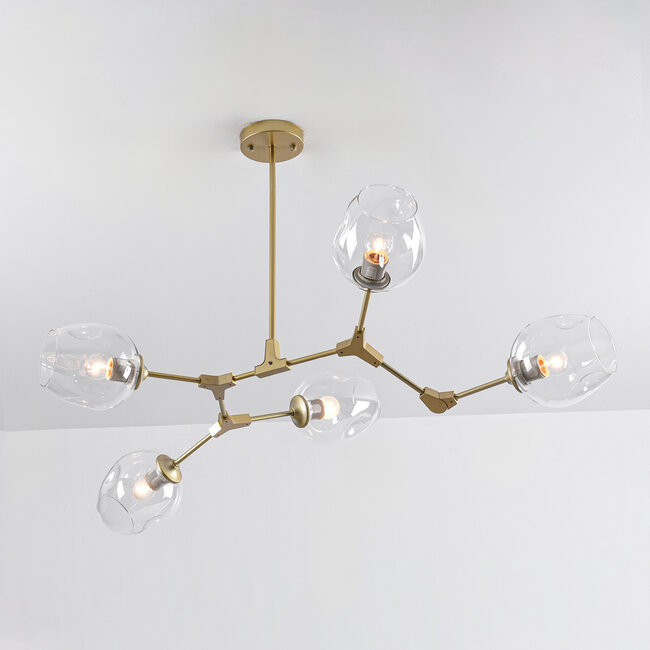 5-light pendant light Selini - clear glass and gold