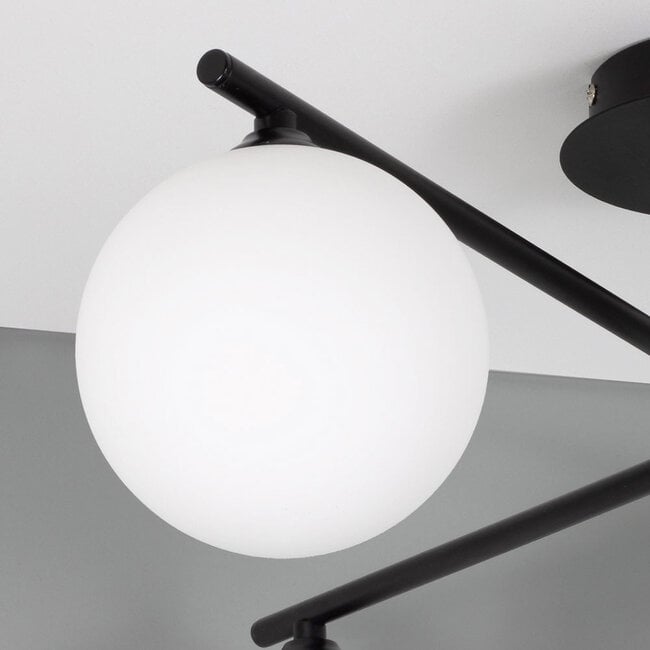 4-light ceiling light Nymo - opal glass and black