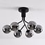 6-light ceiling light Leon - mirrored smoked glass and black