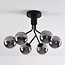 Black ceiling lamp with smoked glass and mirror effect, 6-light - Leon
