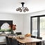 6-light ceiling light Leon - mirrored smoked glass and black