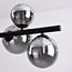 9-light pendant light Ennea - mirrored smoked glass and black