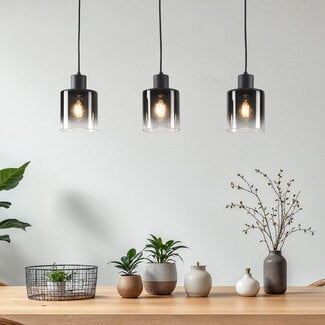 3-light pendant light Lyra - gradient smoked glass and black