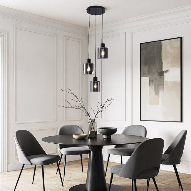 3-light pendant lamp in smoked glass with gradient - Leana