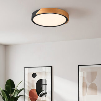 Dimmable ceiling lamp with wooden detail Jano - Black