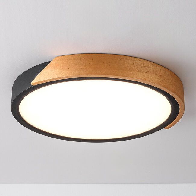 Dimmable ceiling lamp with wooden detail Jano - black
