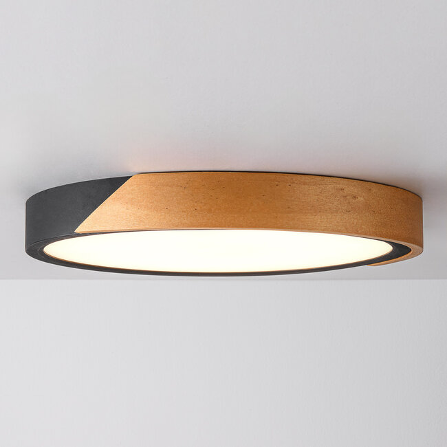 Dimmable ceiling lamp with wooden detail Jano - black
