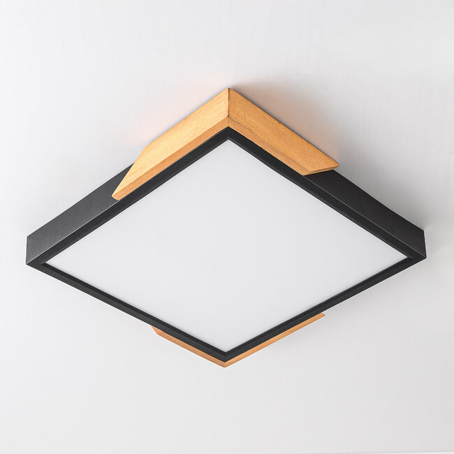 Dimmable ceiling lamp with wooden details Meta - Black