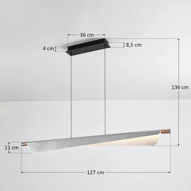 Mitsu pendant lamp designer lighting - 3-step dimmable - brushed silver