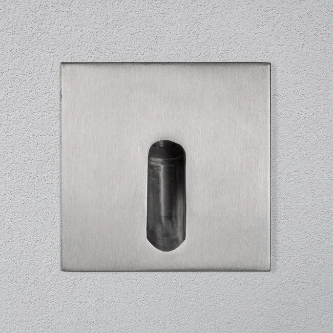 Square recessed wall light with elongated opening for outdoor use 3W - silver