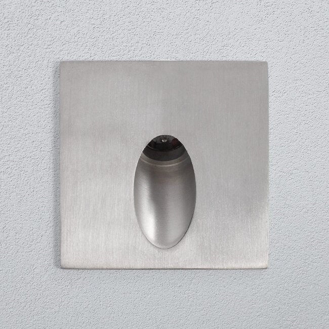 Square recessed wall light with oval opening for outdoor use 3W - silver