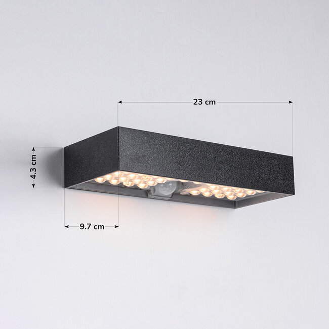Solar outdoor wall light Grish with sensor - Black
