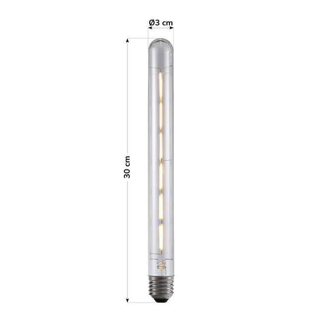 E27 filament tube lamp clear glass 6W 2700K, 30 cm - dimmable