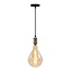 Modern silver cord pendants incl. 8.5W to 10W XXL bulb, Amber glass, 2000K, Ø160