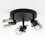 Industrial matt black ceiling spotlight with 3-light smoked glass grey glass - Chicago