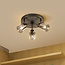 Industrial matt black ceiling spotlight with 3-light smoked glass grey glass - Chicago