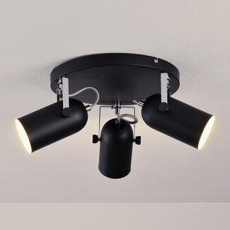 Modern matt black with chrome ceiling spotlight 3-light - Houston