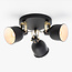 Modern 3-light Matt black ceiling lamp with white interior - Laredo