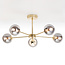 Industrial gold-coloured ceiling lamp with smoked glass and mirror effect, 5-light - Leah