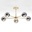 Industrial gold-coloured ceiling lamp with smoked glass and mirror effect, 5-light - Leah