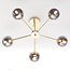 Industrial gold-coloured ceiling lamp with smoked glass and mirror effect, 5-light - Leah