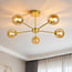 5-light modern ceiling light Louisa - gold and amber glass