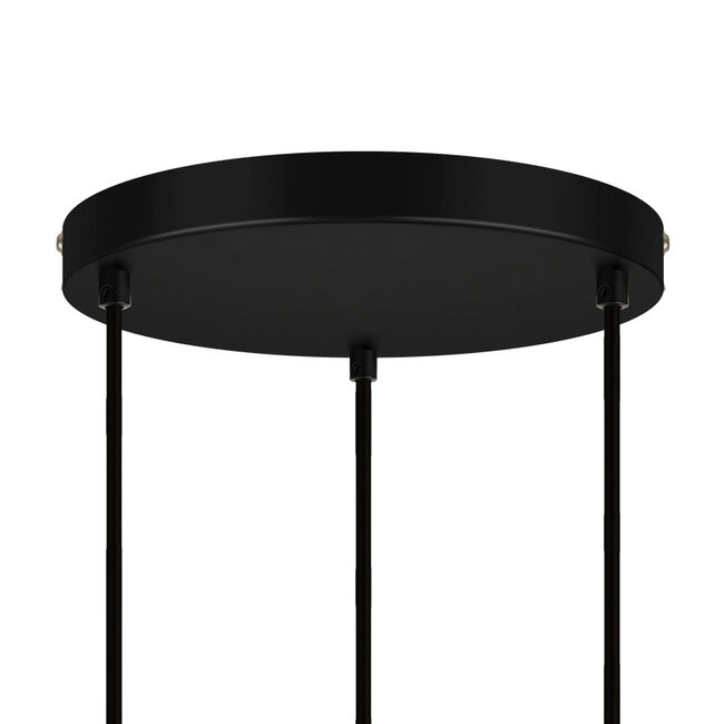 Modern Matt black pendant lamp with smoked glass, 3-light - Akron