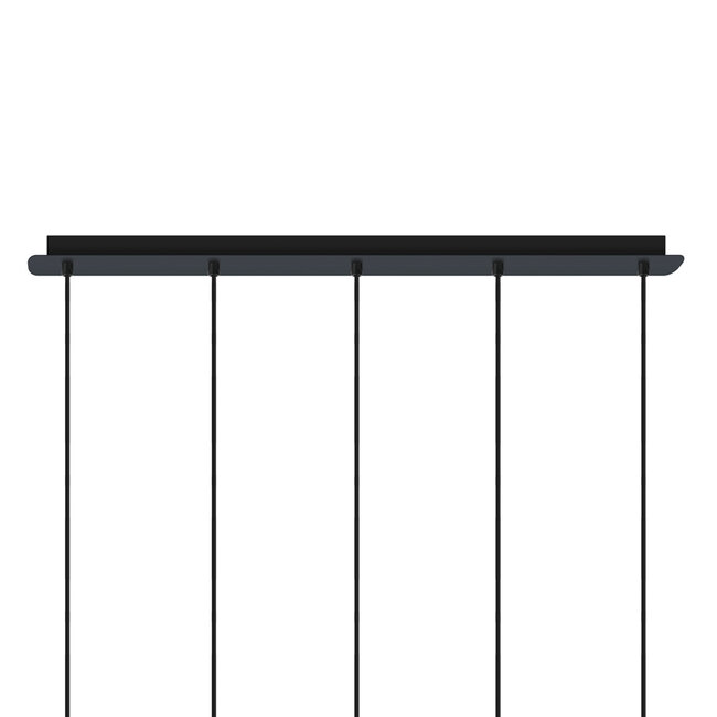 Matt black pendant lamp with smoked grey glass 5-light Texas