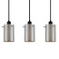 Modern Matt black pendant lamp with smoked glass, 4-light - Worth