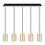 Modern Matt black and sand Gold pendant lamp with amber-coloured glass, 5-light - Seattle