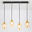 Industrial matt black and sand gold pendant lamp with amber glass 4-light - Tuscon