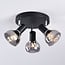 Modern ceiling spotlight Atlanta 3-lights, matte-black with smoked grey glass
