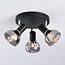 Modern matt black ceiling spotlight with smoked glass, 3-light - Atlanta