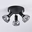 Modern ceiling spotlight Atlanta 3-lights, matte-black with smoked grey glass