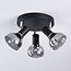 Modern matt black ceiling spotlight with smoked glass, 3-light - Atlanta
