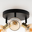 Ceiling spotlight Oakland 3-lights, matte-black with sand gold and amber glass