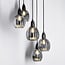 5-light designer pendant light Boise - black and smoked glass